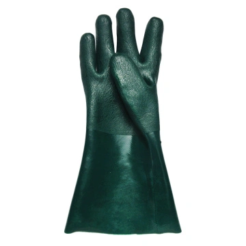 Green PVC coated gloves 35cm